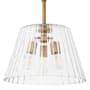 Quorum International Lawton 3 Light 16" Wide Pendant with Clear, Ribbed Glass Shade Brushed Brass