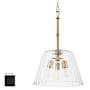 Quorum International Lawton 3 Light 16" Wide Pendant with Clear, Ribbed Glass Shade Matte Black