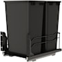 Rev-A-Shelf Modern 14-3/4" Wide 50 Quart Pull Out Trash Can System with Soft Close Slides and 2 Bins Black