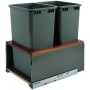 Rev-A-Shelf Legrabox 16-1/2"W Built In Pull Out Double 50 Qt / 12.5 Gallon Trash Can / Waste System for Full Height Cabinets with Soft Close Slides Orion Gray / Walnut
