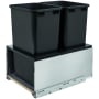 Rev-A-Shelf Legrabox 16-1/2"W Built In Pull Out Double 50 Qt / 12.5 Gallon Trash Can / Waste System for Full Height Cabinets with Soft Close Slides Stainless Steel / Black