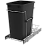 Rev-A-Shelf Classic 11-1/2"W Steel Frame 35 Qt / 8.75 Gallon Pull Out Slide Out Trash Can System with Rear Basket Storage Black