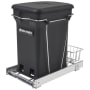 Rev-A-Shelf Classic 10-3/4"W Steel Pull Out Odor Reducing 6 Gallon Kitchen Compost Container with Rear Basket Storage Black