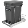 Rev-A-Shelf Classic 10-3/4"W Steel Pull Out Odor Reducing 6 Gallon Kitchen Compost Container with Rear Basket Storage Orion Gray