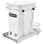Rev-A-Shelf Classic 10-3/4"W Steel Pull Out Odor Reducing 6 Gallon Kitchen Compost Container with Rear Basket Storage White