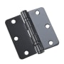 Richelieu 3-1/2 Inch x 3-1/2 Inch Ball Bearing 1/4 Inch Radius Corner Mortise Door Hinge - Pair Black