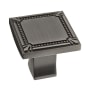 Richelieu 1-3/8 Inch Square Cabinet Knob Antique Nickel