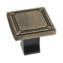 Richelieu 1-3/8 Inch Square Cabinet Knob Antique English