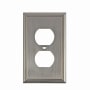 Richelieu Single Contemporary Duplex Outlet Switch Plate from the Decora Collection Brushed Nickel