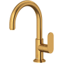 Riobel Arca 1.2 GPM Single Hole Bathroom Faucet with Pop-Up Drain Assembly Brushed Gold