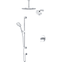 Riobel Arca Pressure Balanced and Thermostatic Shower System with Shower Head, Hand Shower, Slide Bar, Shower Arm, Hose, and Valve Trim Chrome