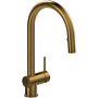 Riobel Azure 1.5 GPM Single Hole Pull Down Kitchen Faucet with Boomerang, Duralock, and Reflex Technology Brushed Gold