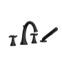 Riobel Edge Deck Mounted Roman Tub Filler with Built-In Diverter - Includes Hand Shower Black