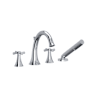 Riobel Edge Deck Mounted Roman Tub Filler with Built-In Diverter - Includes Hand Shower Chrome