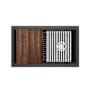 Riobel Fonsa 30-1/4" Undermount Single Basin Quartz Composite Kitchen Sink with Basin Rack, Basket Strainer and Cutting Board Black