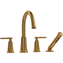 Riobel Momenti Deck Mounted Roman Tub Filler with Built-In Diverter - Includes Hand Shower Brushed Gold