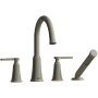 Riobel Momenti Deck Mounted Roman Tub Filler with Built-In Diverter - Includes Hand Shower Brushed Nickel