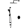 Riobel Nibi Pressure Balanced and Thermostatic Shower System with Shower Head, Hand Shower, Slide Bar, Shower Arm, Hose, and Valve Trim Black