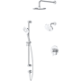 Riobel Nibi Pressure Balanced and Thermostatic Shower System with Shower Head, Hand Shower, Slide Bar, Shower Arm, Hose, and Valve Trim Chrome