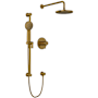 Riobel Riu Thermostatic Shower System with Shower Head and Hand Shower Brushed Gold