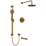 Riobel Riu Thermostatic Shower System with Shower Head and Hand Shower Brushed Gold