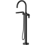 Riobel Arca Floor Mounted Tub Filler with Built-In Diverter - Includes Hand Shower Black