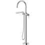 Riobel Arca Floor Mounted Tub Filler with Built-In Diverter - Includes Hand Shower Chrome