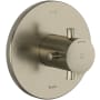 Riobel Edge Two Independent and One Shared Function Thermostatic Valve Trim Only with Single Cross Handle and Integrated Diverter - Less Rough In Brushed Nickel