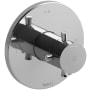 Riobel Edge Two Independent and One Shared Function Thermostatic Valve Trim Only with Single Cross Handle and Integrated Diverter - Less Rough In Chrome