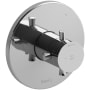 Riobel Edge Three Independent Function Thermostatic Valve Trim Only with Single Cross Handle and Integrated Diverter - Less Rough In Chrome