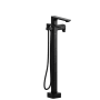 Riobel Equinox Floor Mounted Thermostatic Tub Filler with Built-In Diverter - Includes Hand Shower Black