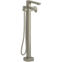 Riobel Equinox Floor Mounted Thermostatic Tub Filler with Built-In Diverter - Includes Hand Shower Brushed Nickel