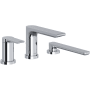 Riobel Fresk Deck Mounted Roman Tub Filler with Built-In Diverter - Includes Hand Shower Chrome
