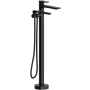 Riobel Fresk Floor Mounted Thermostatic Tub Filler with Built-In Diverter - Includes Hand Shower Black