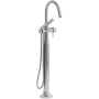 Riobel Momenti Floor Mounted Thermostatic Tub Filler with Built-In Diverter - Includes Hand Shower Chrome
