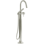 Riobel Momenti Floor Mounted Thermostatic Tub Filler with Built-In Diverter - Includes Hand Shower Polished Nickel