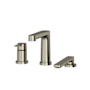 Riobel Nibi Deck Mounted Roman Tub Filler with Built-In Diverter - Includes Hand Shower Brushed Nickel