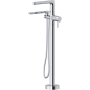 Riobel Nibi Floor Mounted Thermostatic Tub Filler with Built-In Diverter - Includes Hand Shower Chrome