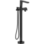 Riobel Ode Floor Mounted Thermostatic Tub Filler with Built-In Diverter - Includes Hand Shower Black