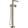 Riobel Ode Floor Mounted Thermostatic Tub Filler with Built-In Diverter - Includes Hand Shower Brushed Nickel