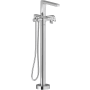 Riobel Ode Floor Mounted Thermostatic Tub Filler with Built-In Diverter - Includes Hand Shower Chrome