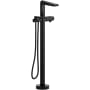 Riobel Parabola Floor Mounted Thermostatic Tub Filler with Built-In Diverter - Includes Hand Shower Black