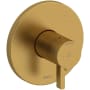 Riobel Paradox Three Independent, Two Shared Function Thermostatic Valve Trim Only with Single Lever Handle and Integrated Diverter - Less Rough In Brushed Gold