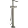 Riobel Reflet Floor Mounted Thermostatic Tub Filler with Built-In Diverter - Includes Hand Shower Brushed Nickel