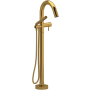Riobel Riu Floor Mounted Thermostatic Tub Filler with Built-In Diverter - Includes Hand Shower Brushed Gold