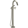 Riobel Riu Floor Mounted Thermostatic Tub Filler with Built-In Diverter - Includes Hand Shower Brushed Nickel