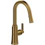 Riobel Trattoria 1.5 GPM Single Hole Pull Down Kitchen Faucet Boomerang, Duralock, and Reflex Technology Brushed Gold