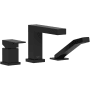 Riobel Kubik Deck Mounted Roman Tub Filler with Built-In Diverter - Includes Hand Shower Black