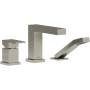 Riobel Kubik Deck Mounted Roman Tub Filler with Built-In Diverter - Includes Hand Shower Brushed Nickel