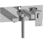Riobel Kubik Wall Mounted Tub Filler with Built-In Diverter - Includes Hand Shower Chrome